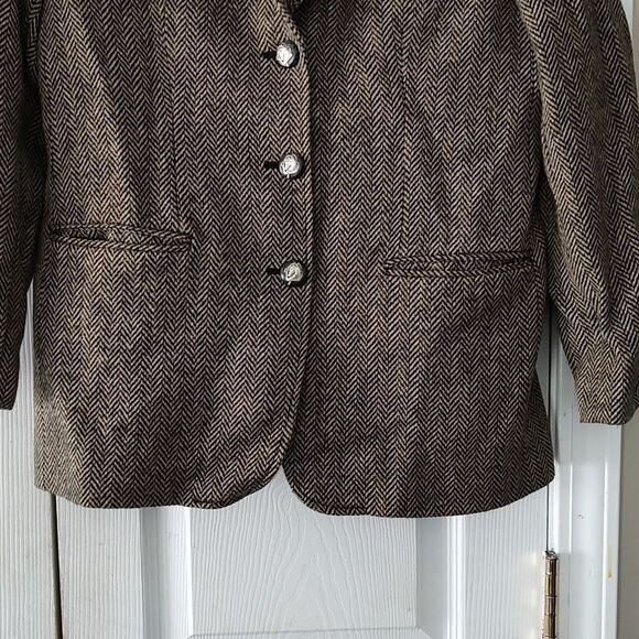 Lauren Ralph Lauren Houndstooth  wool tweed blazer jacket  Sz 8P - Picture 2 of 7